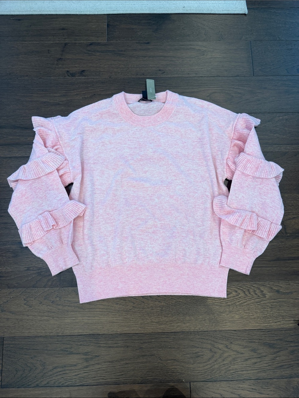 J. Crew Pink Ruffle-Sleeve Crewneck Sweater Size Medium NWT - C1-342